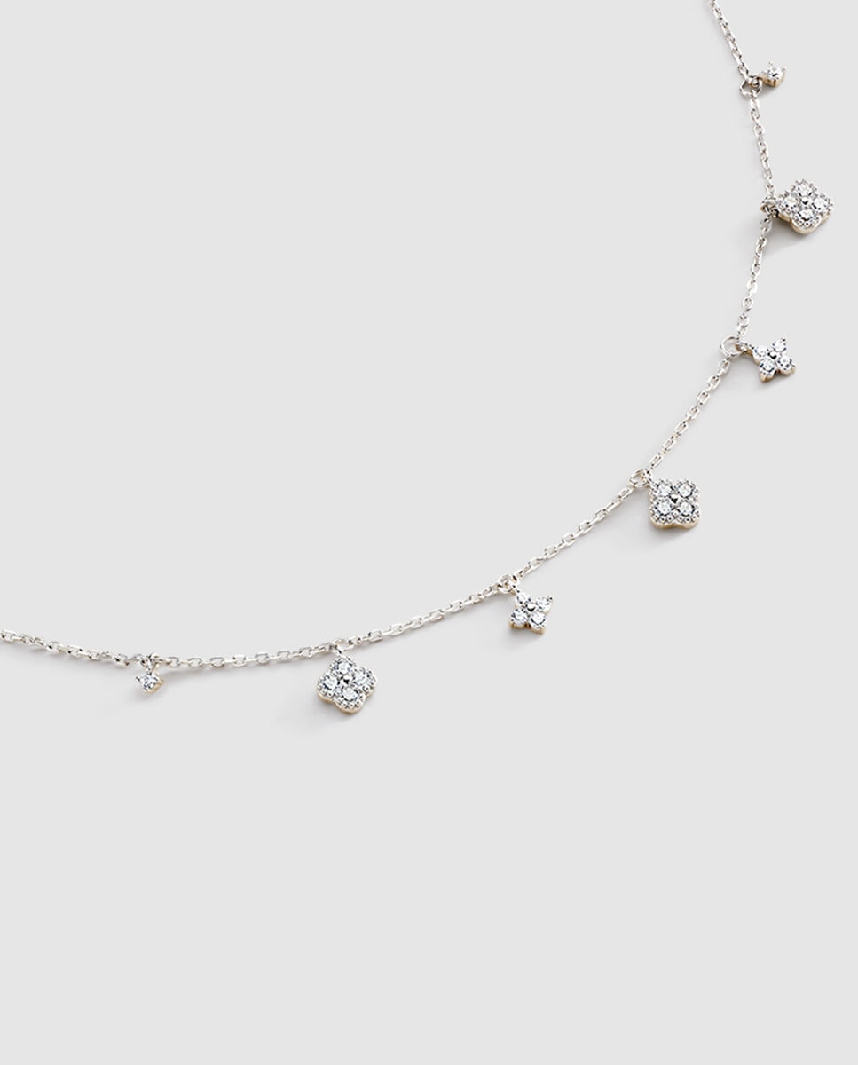 Cadena con colgante corta beloved - Agatha Paris - cristal plateado - Blanco Blanco-1