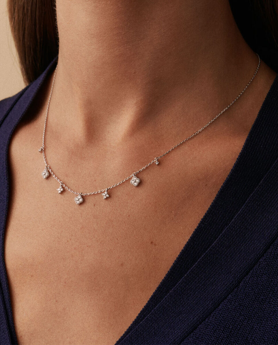 Cadena con colgante corta beloved - Agatha Paris - cristal plateado - Blanco Blanco-2
