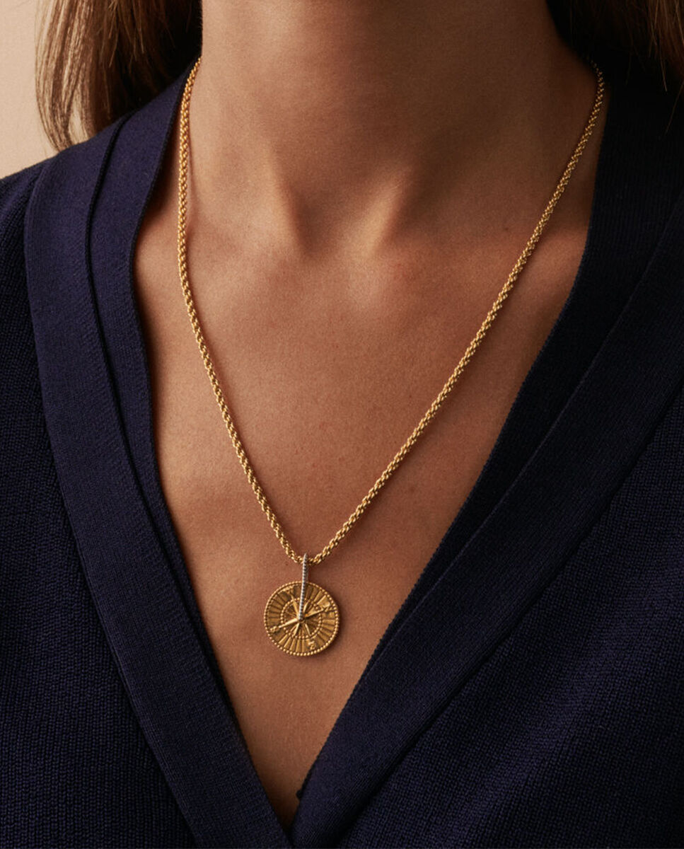 Colgante brujula - oro / plata maria pombo texto lucky - Dorado Dorado-3