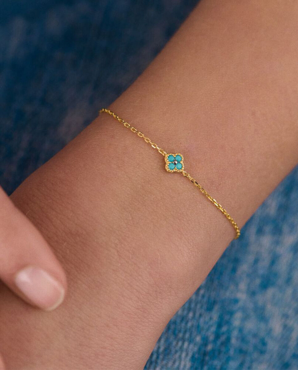 Imagen 3 de Pulsera de cadena beloved - Agatha Paris - turquesa / oro - Azul Azul