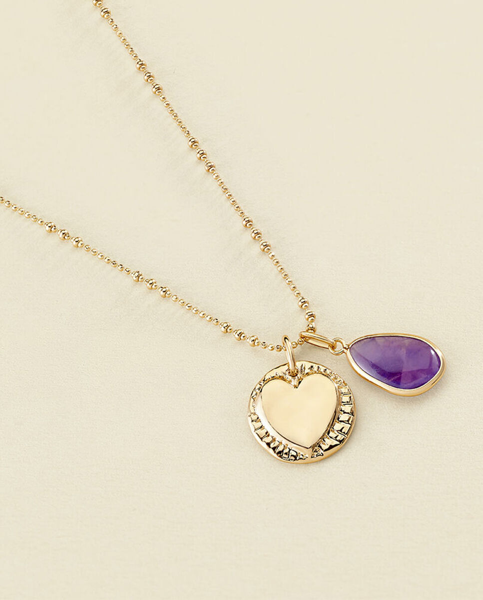 Imagen 2 de Colgante talismans de latón acabado en oro con forma de medalla y corazón en el centro - Agatha Paris - Dorado Dorado