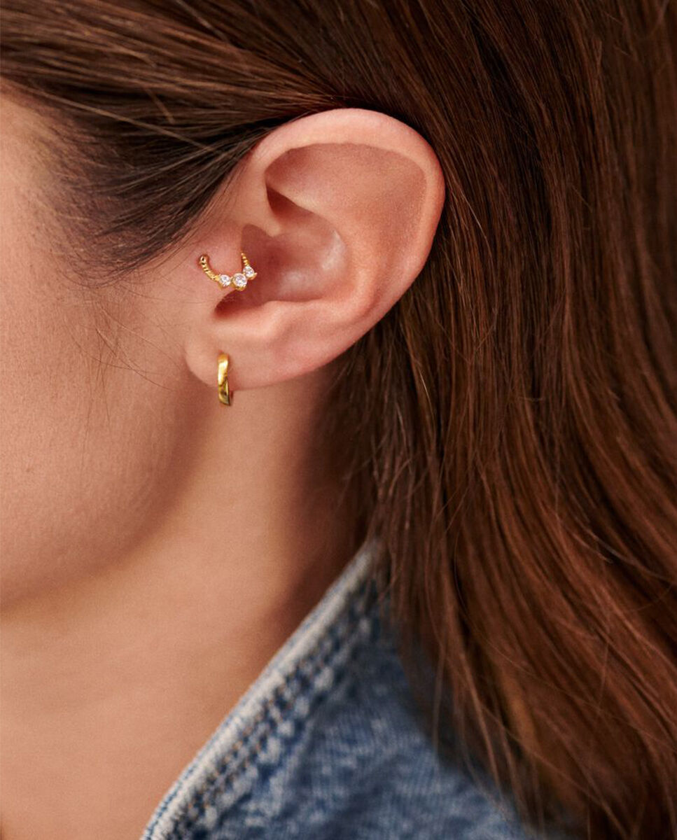 Piercing hélix & tragus mix& match - Agatha Paris - cristal / dorado - Blanco Blanco-3