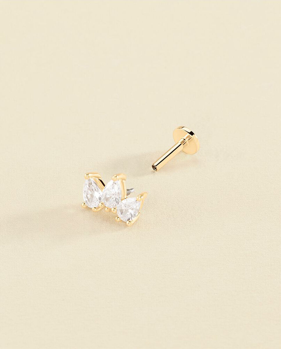 Imagen 2 de Piercing hélix & tragus mix& match - Agatha Paris - cristal / dorado - Blanco Blanco