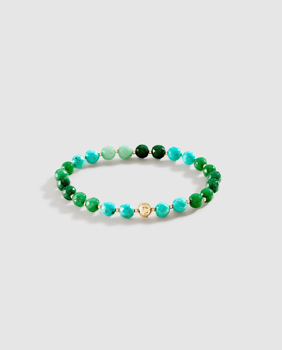 Pulsera grande perlas de piedra Sunset Verde-1