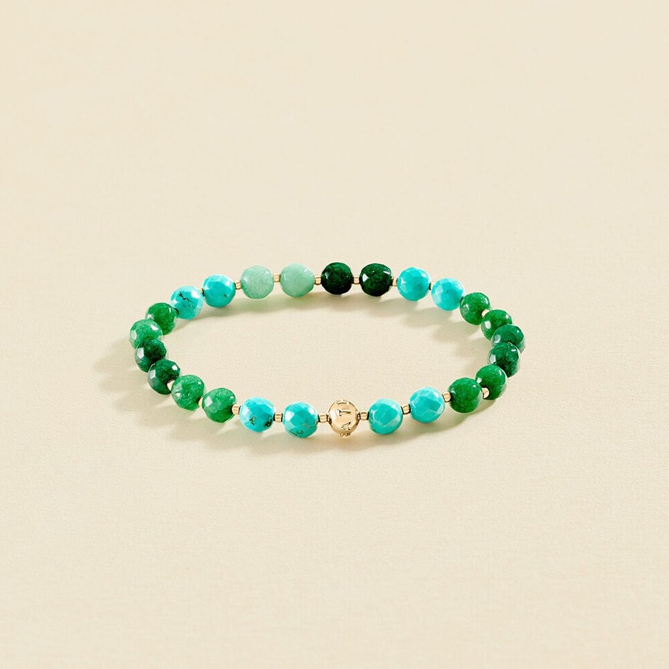 Pulsera grande perlas de piedra Sunset Verde-2