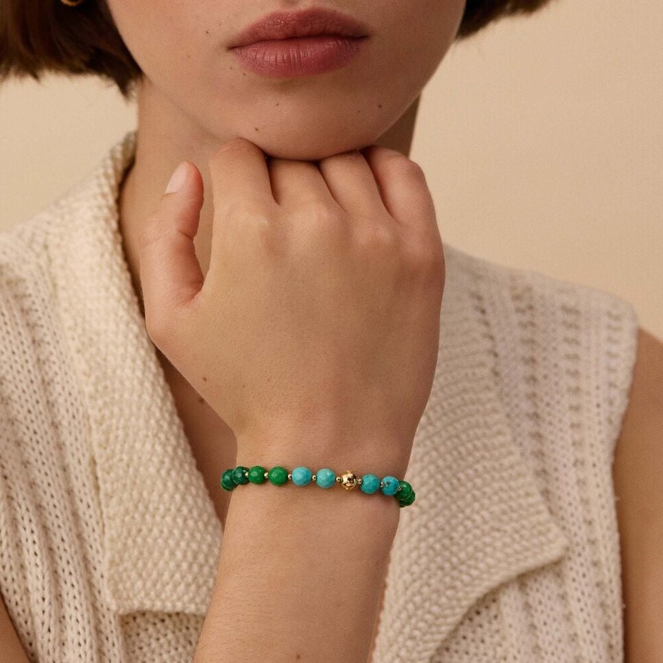Pulsera grande perlas de piedra Sunset Verde-3