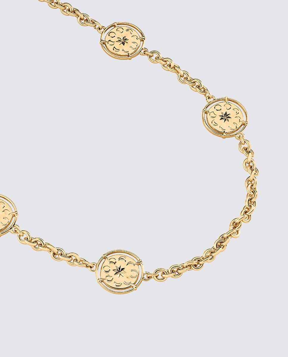 Collar largo de eslabones acabado en oro con colgantes en forma de medallas grabadas 50 aniversario - Agatha Paris - Dorado Dorado-1