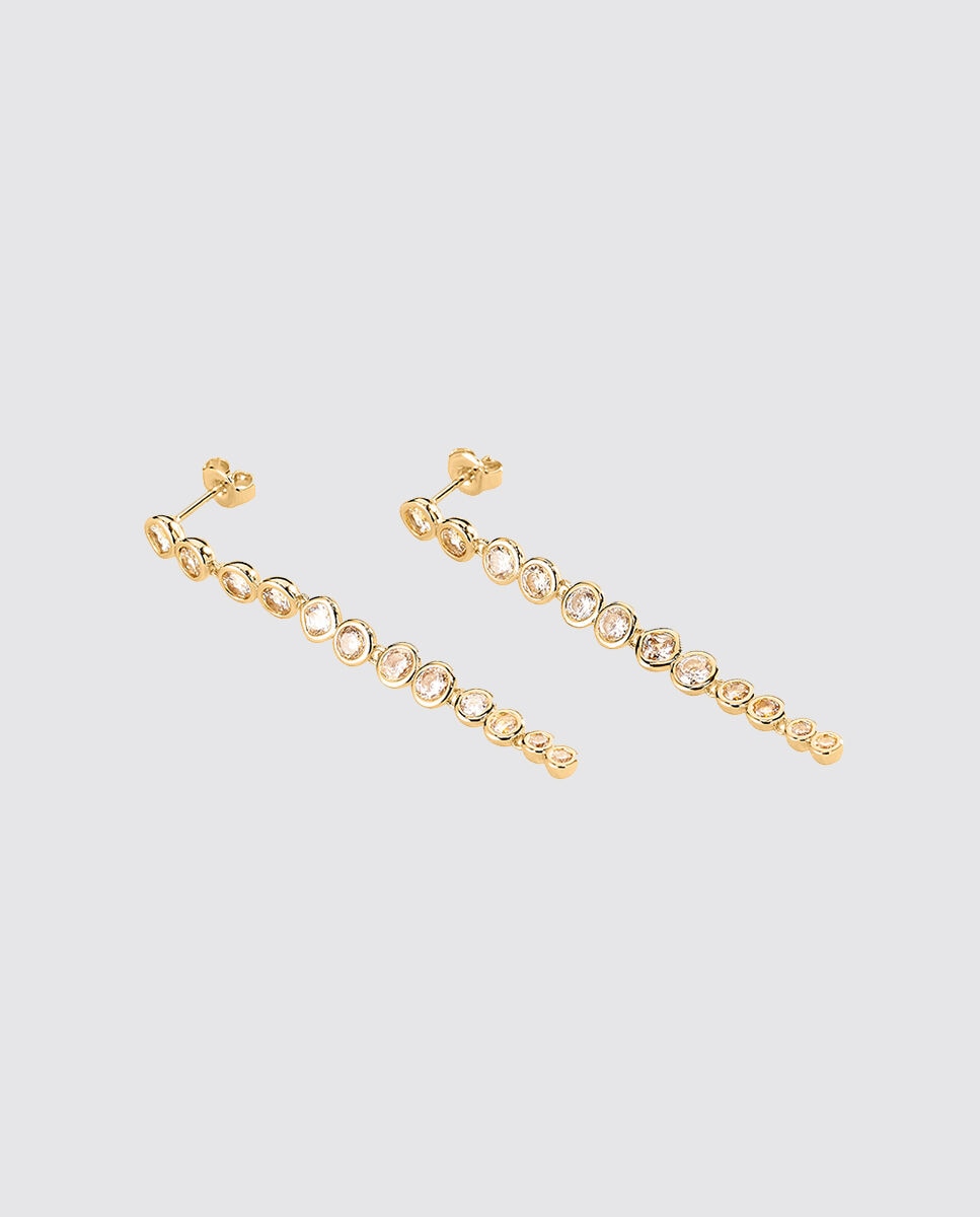 Pendientes largos acabados en con tira de circonitas blancas Adamas - Agatha Paris - Oro Oro-1