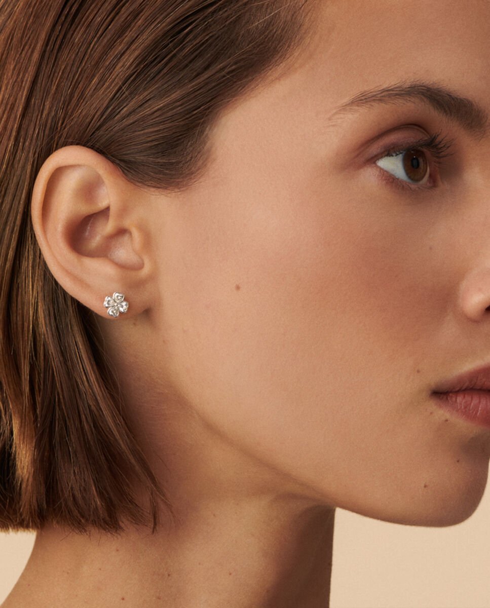 Pendientes de plata de ley en forma de trébol con circonitas Felicite - Agatha Paris - Plata Plata-2