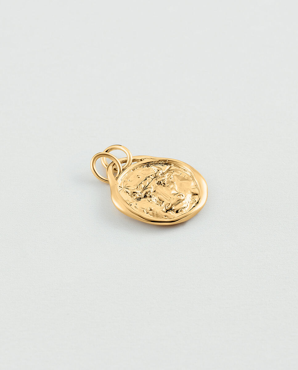 Medalla del zodiaco talismans acabada en oro con el signo de tauro grabado