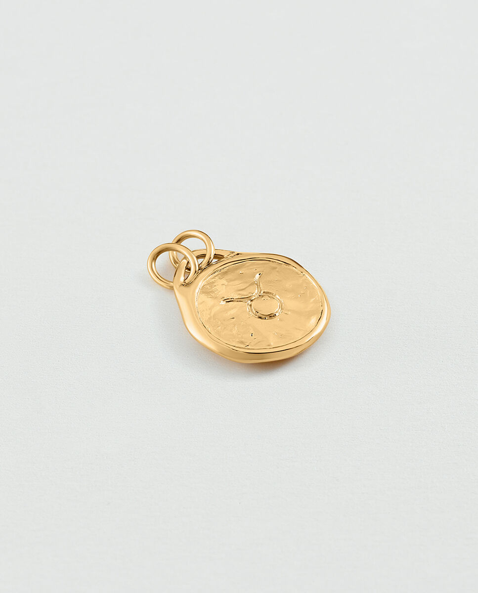 Medalla del zodiaco talismans acabada en oro con el signo de tauro grabado - Agatha Paris - Dorado Dorado-2