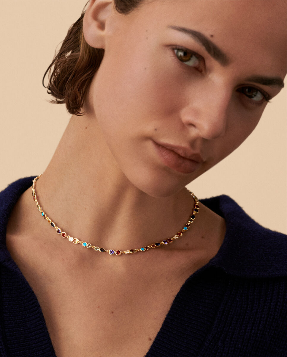 Collar corto acabado en oro de circonitas en diferentes formas - Multicolor Multicolor-2