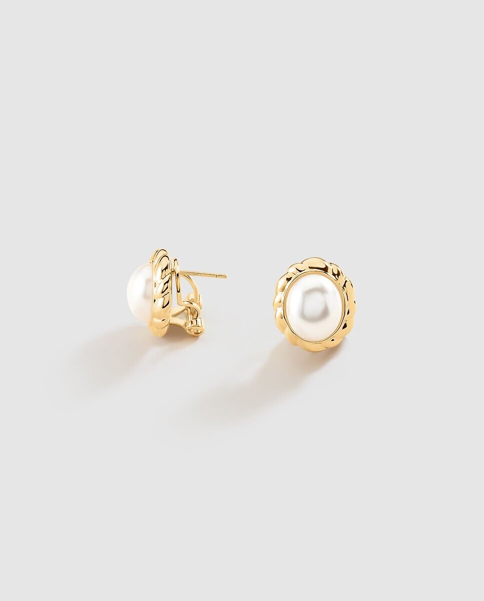 Pendientes acabados en oro con perla N-13 Unica · Agatha Paris