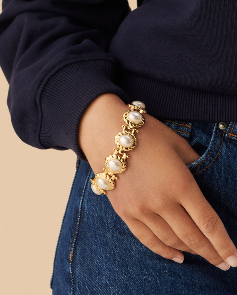 Pulsera con eslabones acabada en oro con perlas xxl n-13 - Agatha Paris - Perla Perla-2