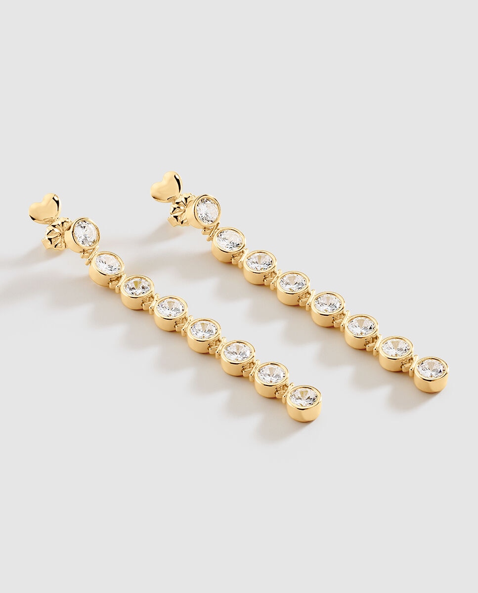 Pendientes largos acabados en oro con circonitas xxl n-13 - Agatha Paris - Dorado Dorado-1
