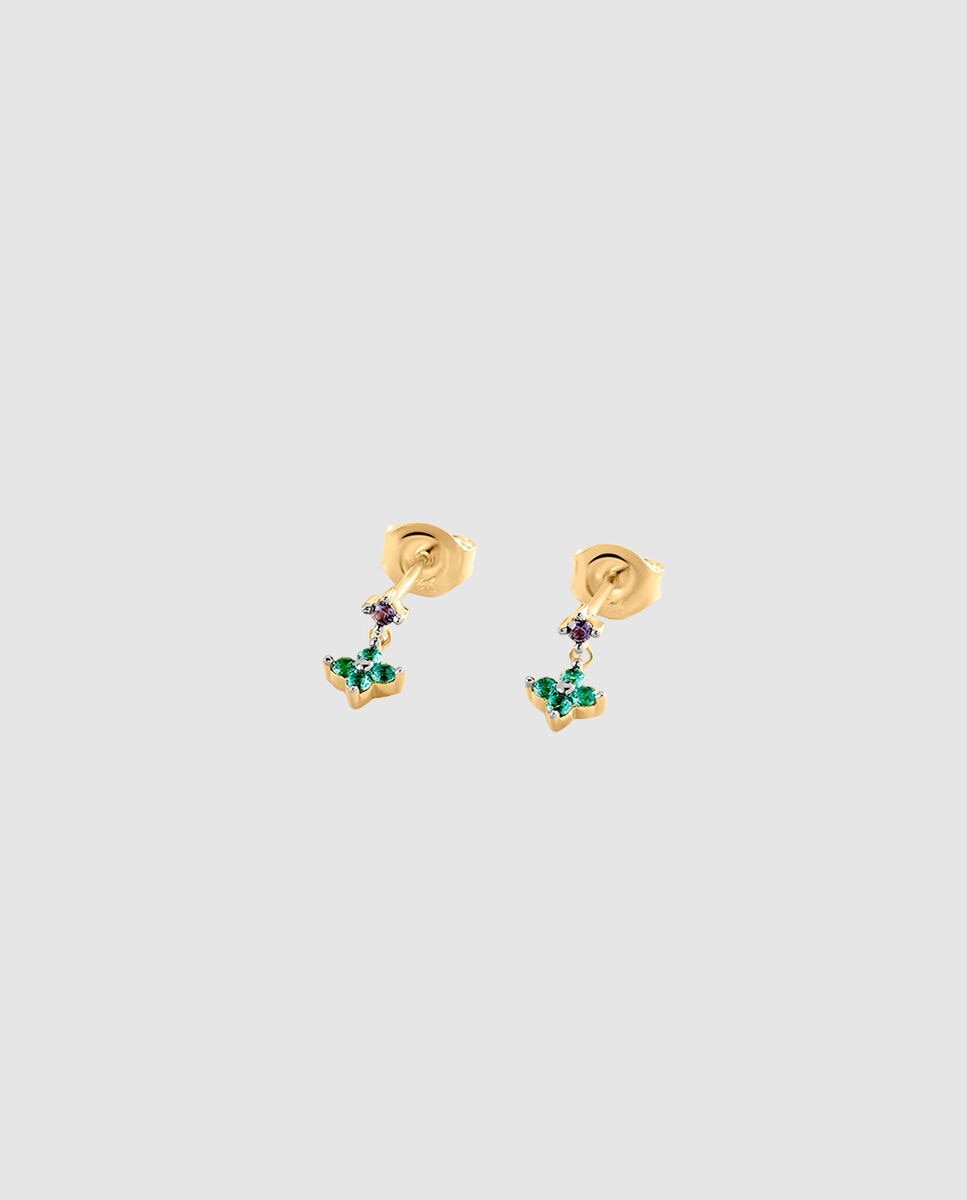 Imagen 1 de Set de 2 piercings beloved de plata de ley con baño de oro y circonitas de colores - Agatha Paris - Multicolor Multicolor