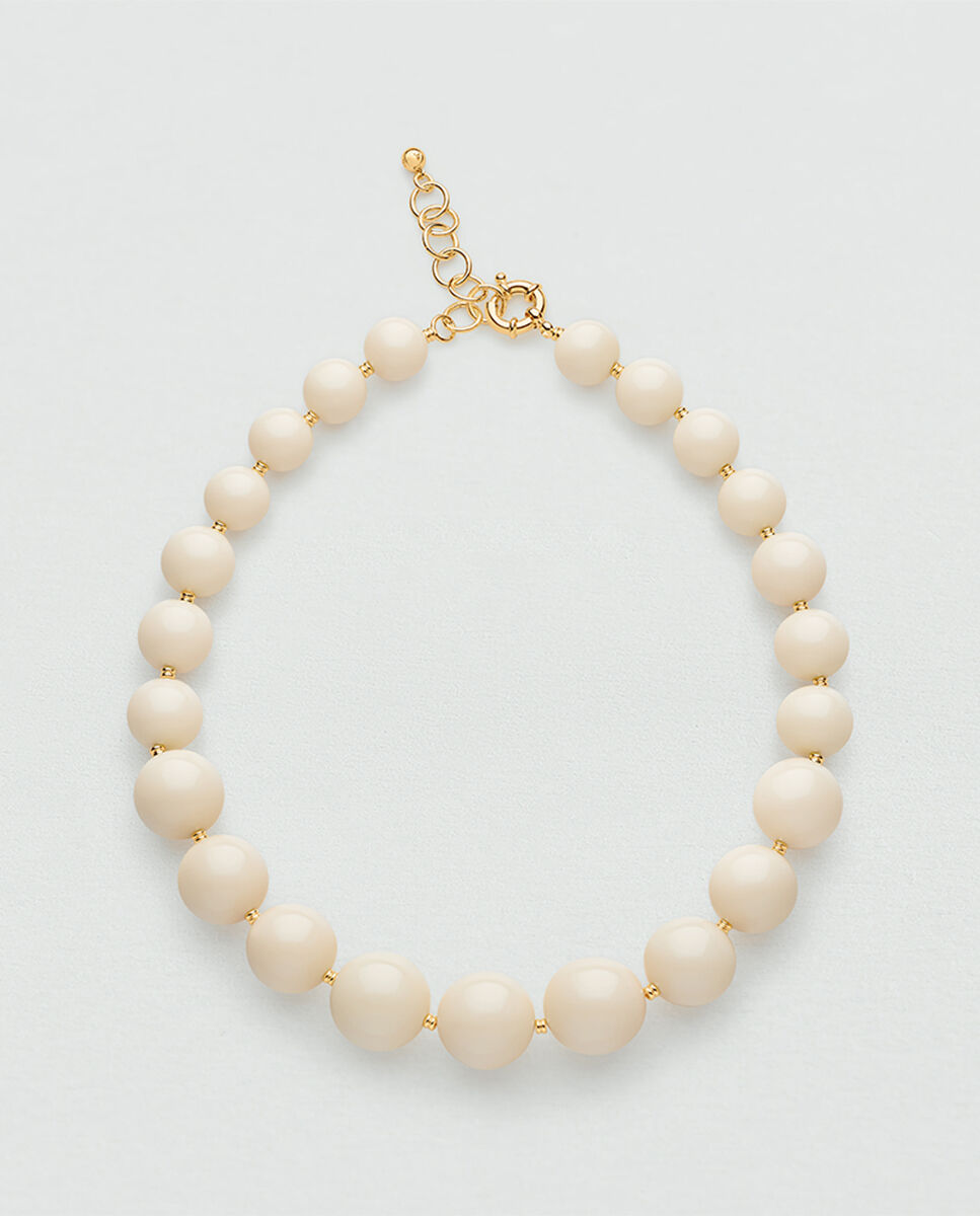 Imagen 1 de Collar royal acabado en oro de bolas de acetato Blanco