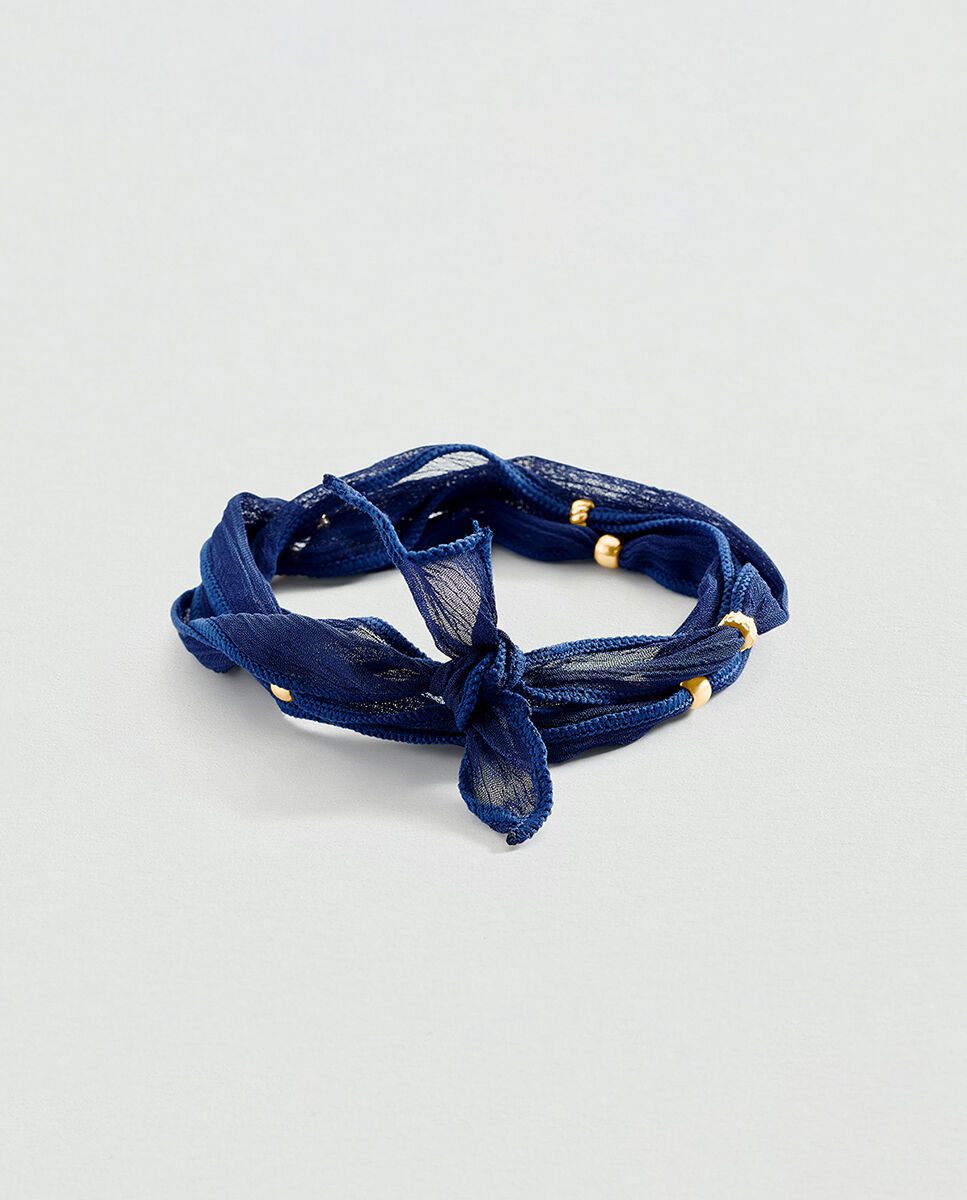 Pulsera Ilios de seda de colores con bolitas acabadas en oro