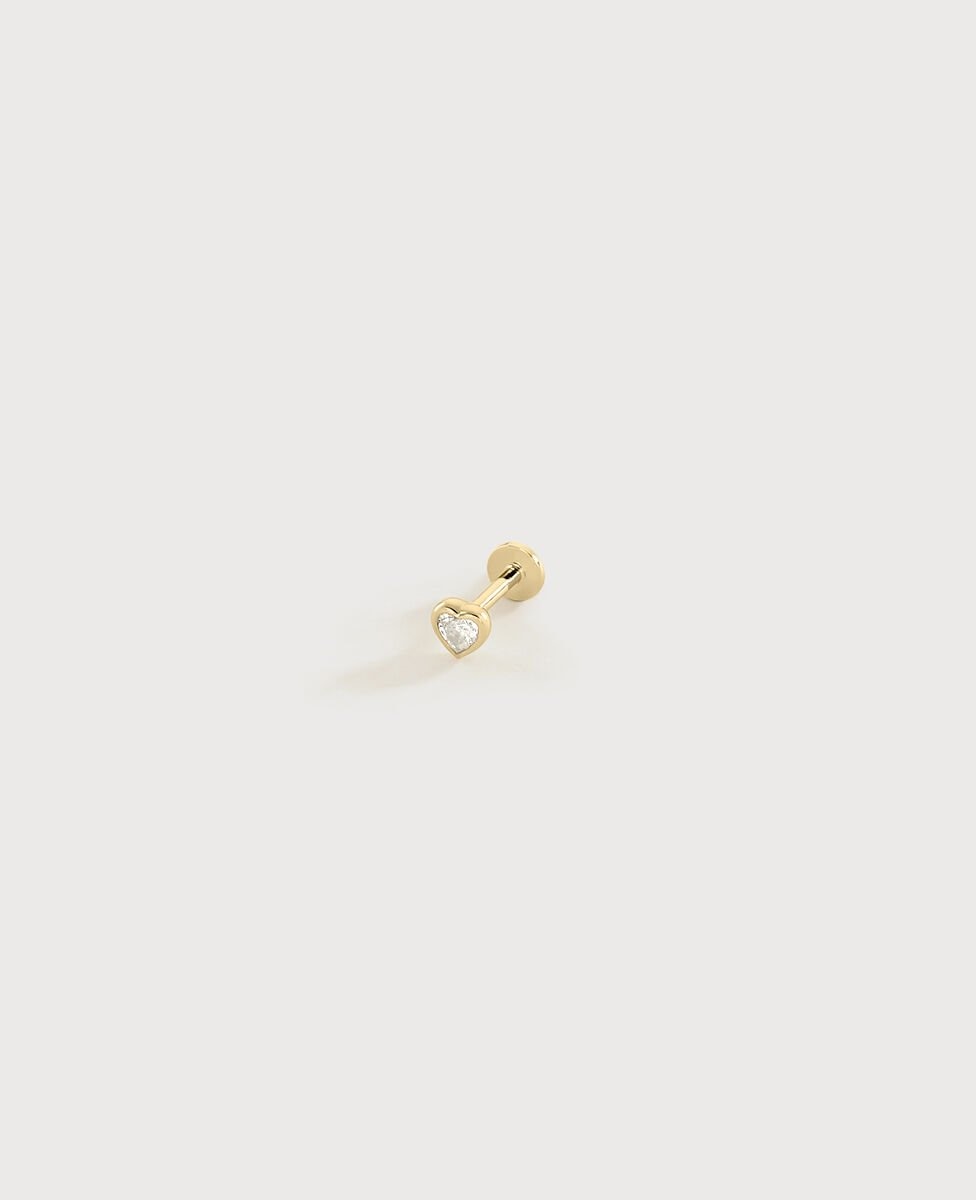Piercing assa de plata de ley y baño de oro en forma de corazón con circonitas en color cristal - Agatha Paris - Blanco Blanco-1