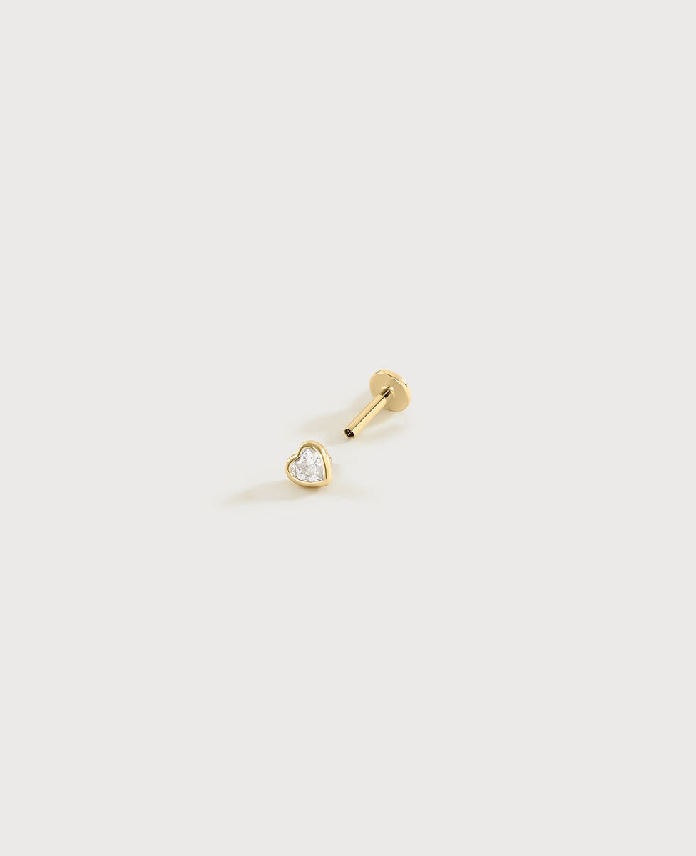 Piercing assa de plata de ley y baño de oro en forma de corazón con circonitas en color cristal - Agatha Paris - Blanco Blanco-2