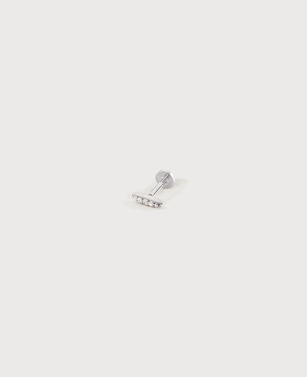 Piercing mira ovalado de plata de ley con circonitas - Agatha Paris - Blanco Blanco-1