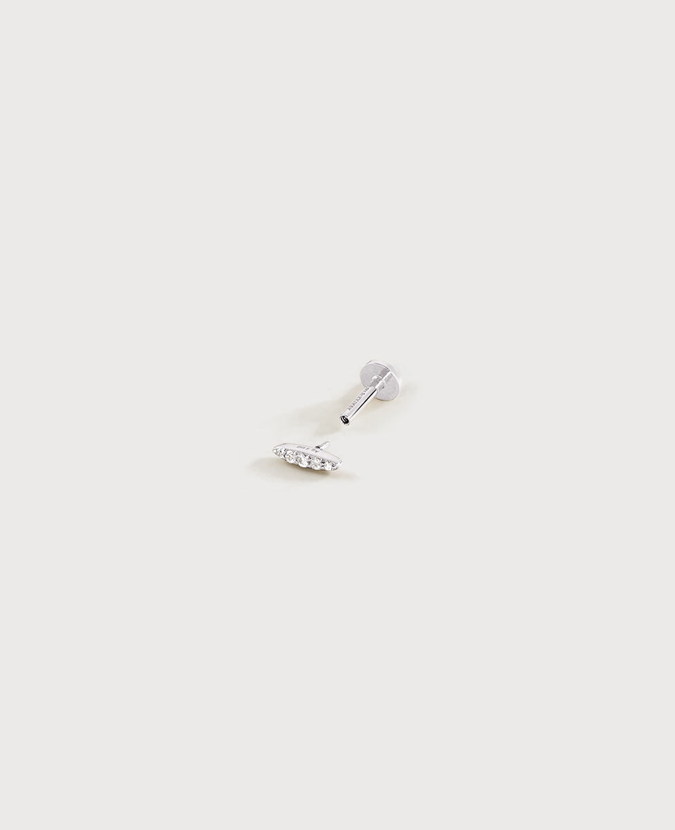 Piercing mira ovalado de plata de ley con circonitas - Agatha Paris - Blanco Blanco-2