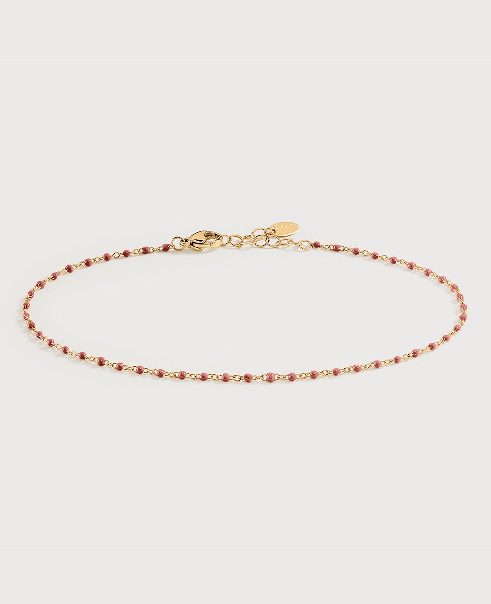 Imagen 1 de Pulsera de cadena smarty de acero y bolitas de esmalte Rojo