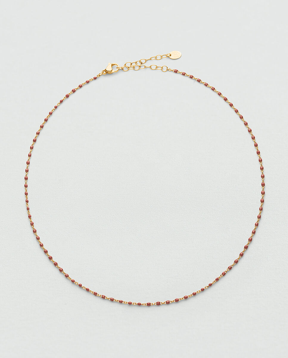Imagen 2 de Collar corto smarty de acero y bolitas de esmalte - Agatha Paris - Naranja Naranja
