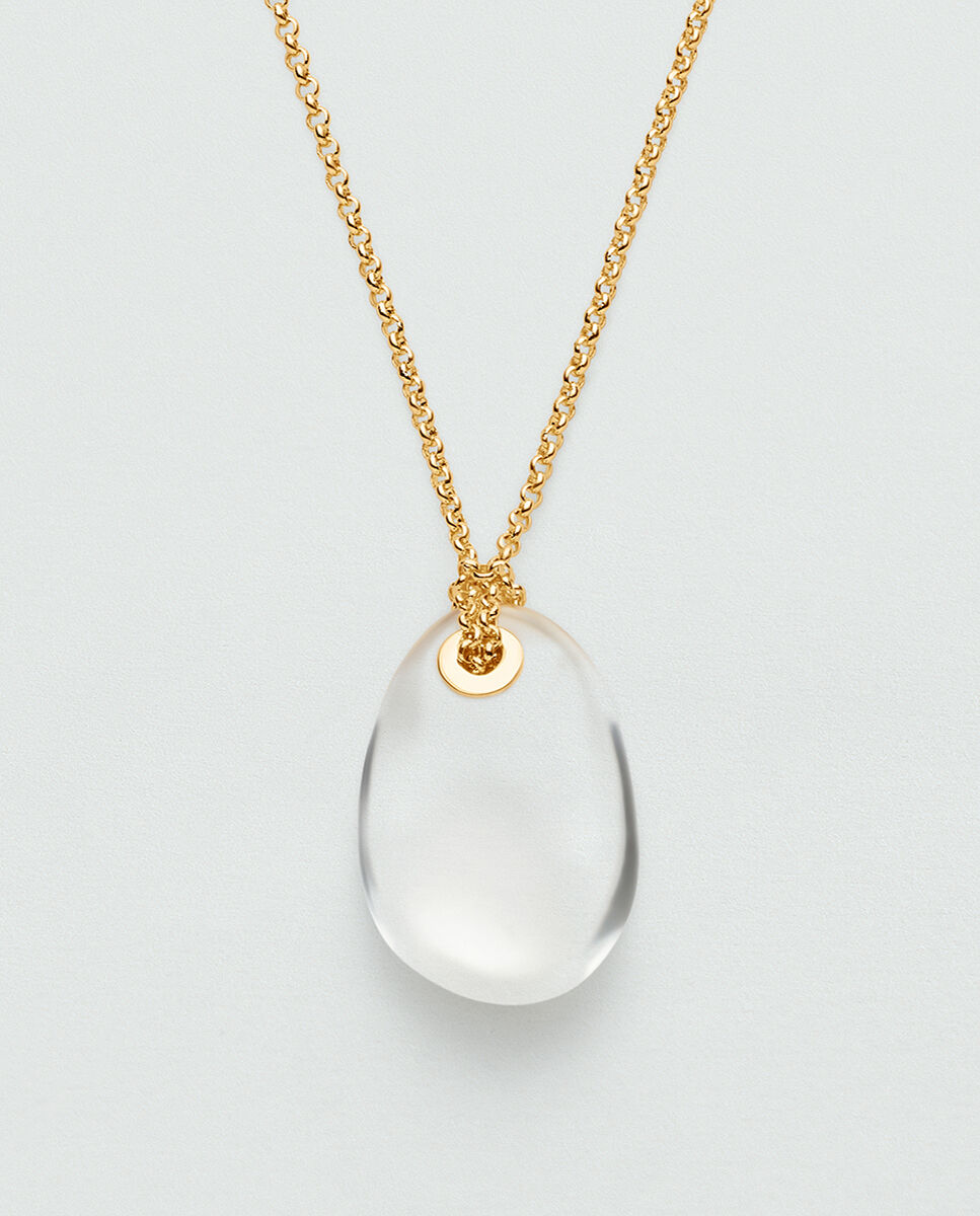Collar corto Odyssee de latón con baño de oro y colgante en forma de piedra de acetato transparente - Agatha Paris - Blanco Blanco-2