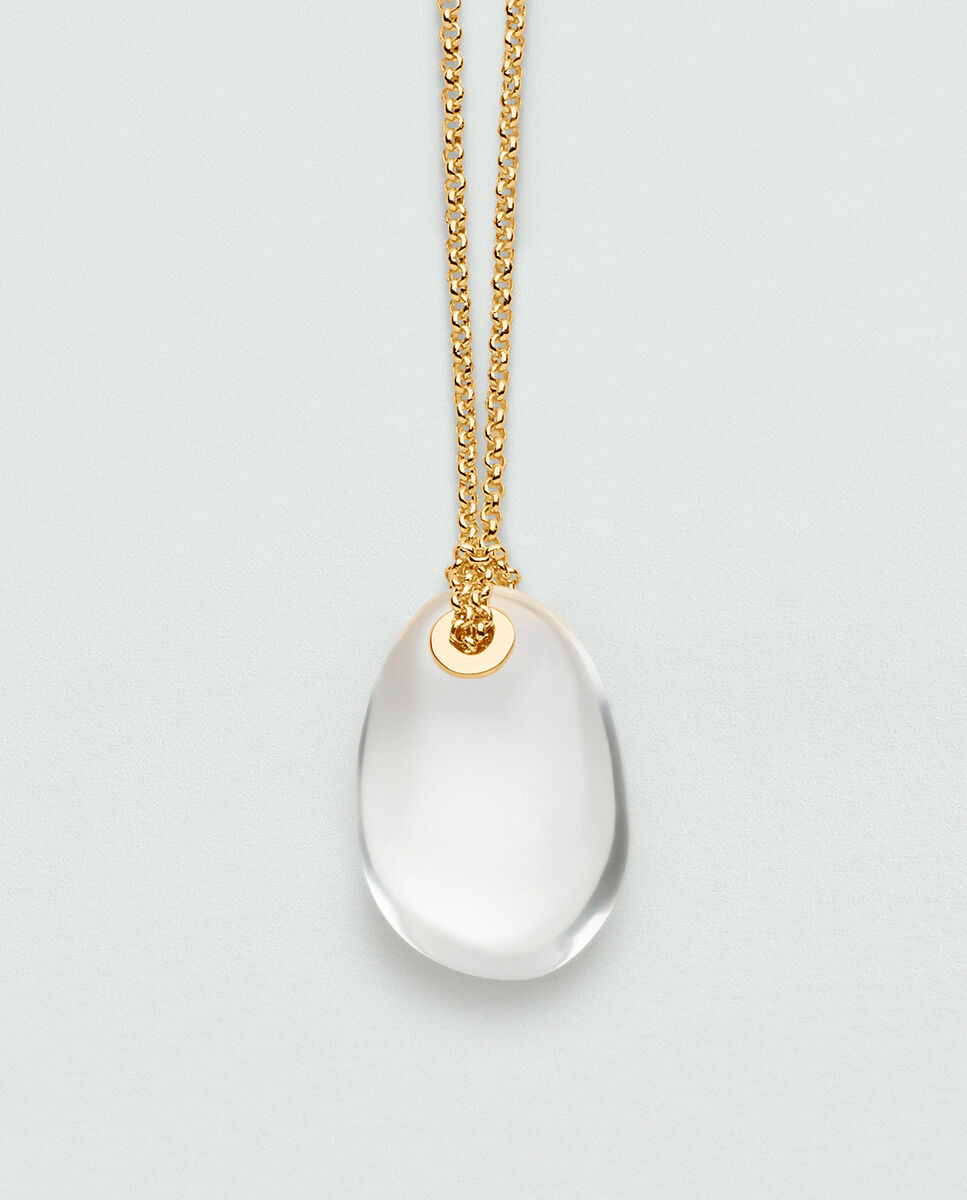 Collar corto Odyssee de latón con baño de oro y colgante en forma de piedra de acetato transparente - Agatha Paris - Blanco Blanco-3