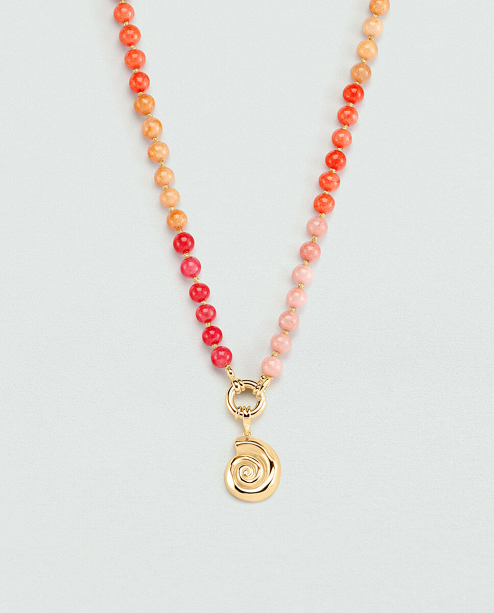 Collar corto Tiare acabado en oro con perlas de jade tintado en tonos rosa naranja y rojo Maria Pombo. - Agatha Paris - Multicolor Multicolor-2