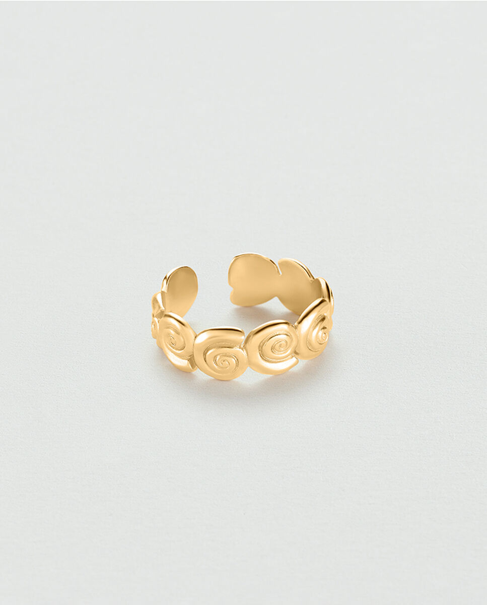 Anillo tiare acabado en oro con caracolas grabadas - Dorado Dorado-1