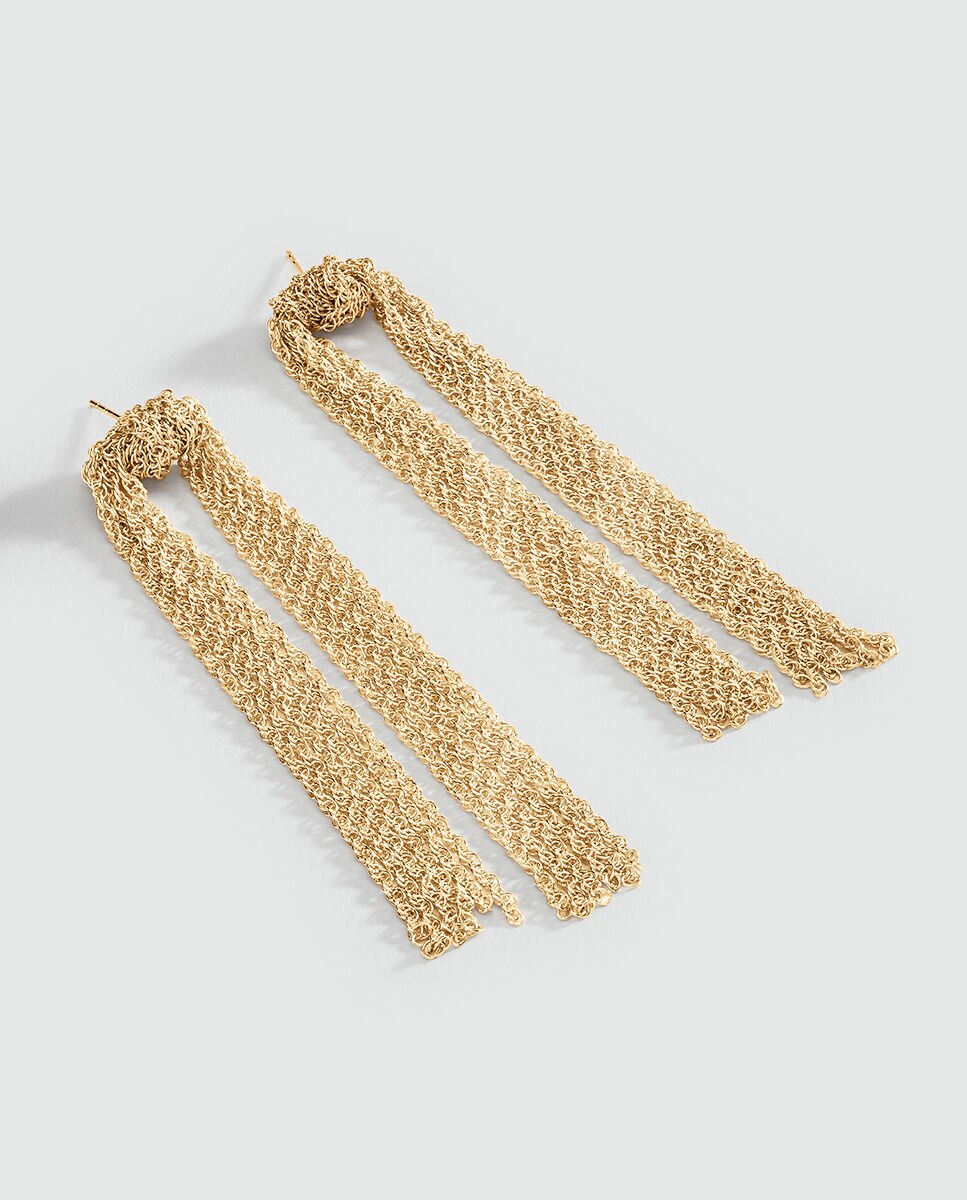 Pendientes solferino largos tipo pompón acabados en oro con varias cadenas - Agatha Paris - Dorado Dorado-1