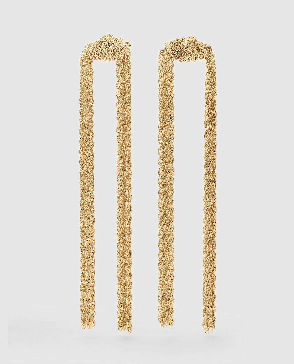 Pendientes solferino largos tipo pompón acabados en oro con varias cadenas - Agatha Paris - Dorado Dorado-2