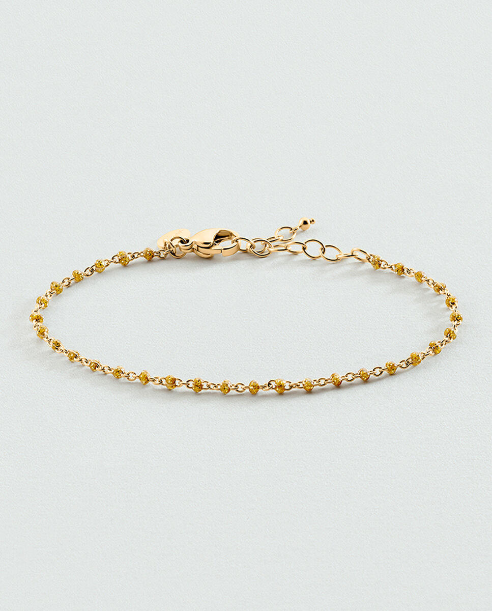 Imagen 0 de Pulsera de cadena smarty de acero y bolitas de esmalte Dorado