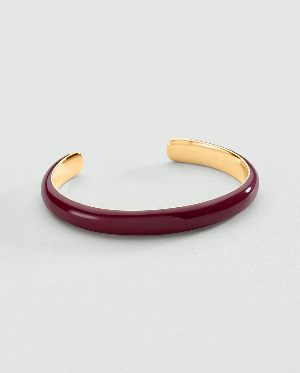 Imagen 0 de Pulsera leo rígida y abierta de acero lisa o con esmalte Burdeos