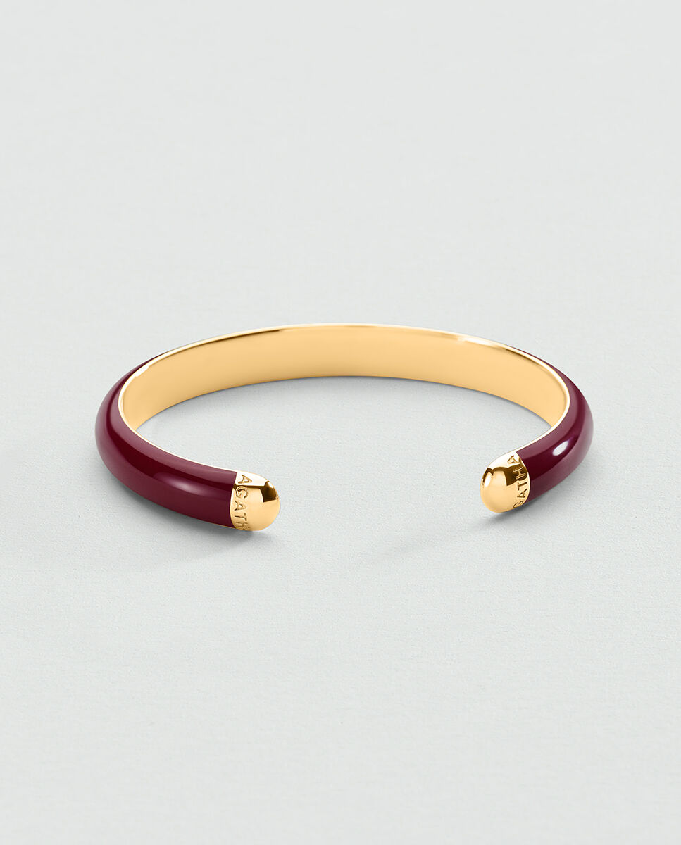 Pulsera leo rígida y abierta de acero lisa o con esmalte - Agatha Paris - Burdeos Burdeos-2