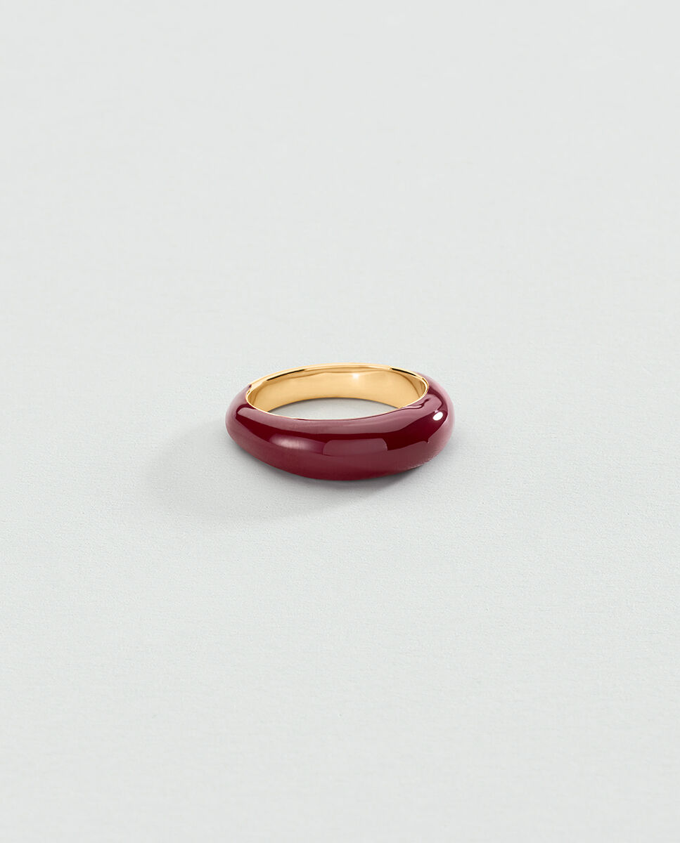 Anillo ancho leo y abombado de acero liso o con esmalte - Agatha Paris - Burdeos Burdeos-1