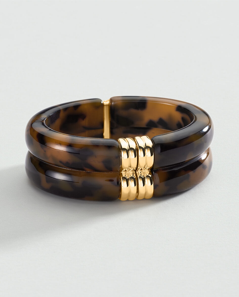 Pulsera Royal rígida y articulada de acetato y acabada en oro - Agatha Paris - Marrón Marrón-1