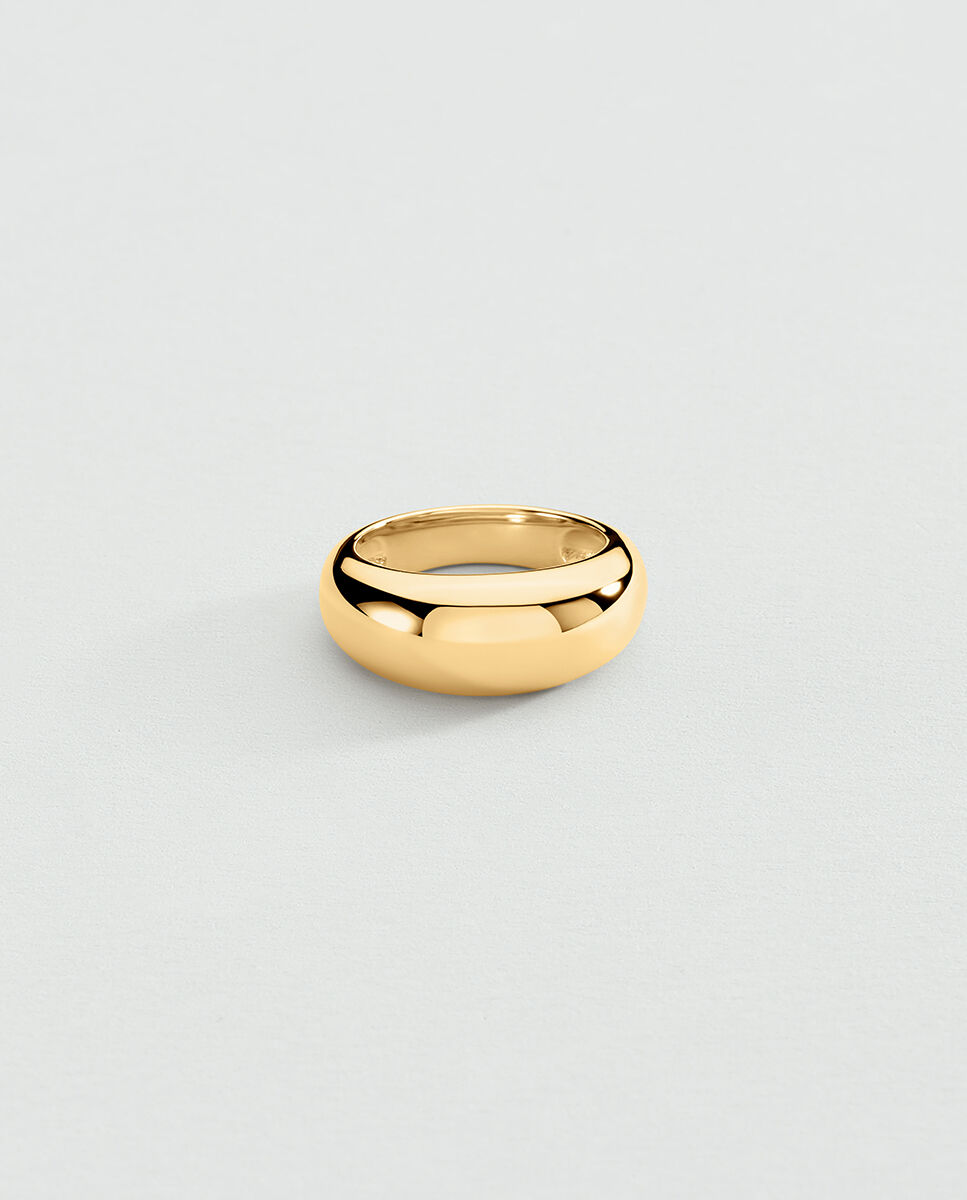 Anillo ancho de plata de ley con baño de oro - Agatha Paris - Dorado Dorado-1