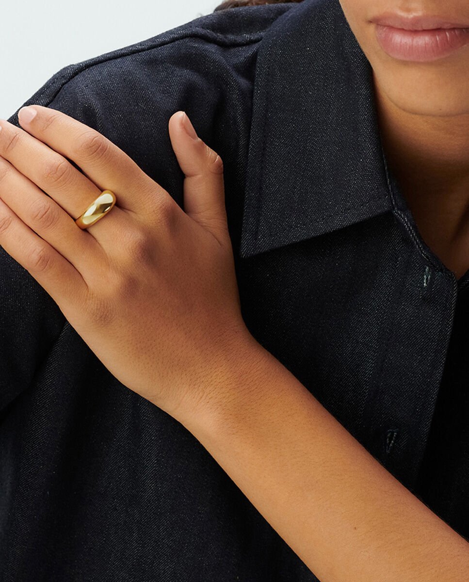 Anillo ancho de plata de ley con baño de oro - Agatha Paris - Dorado Dorado-2
