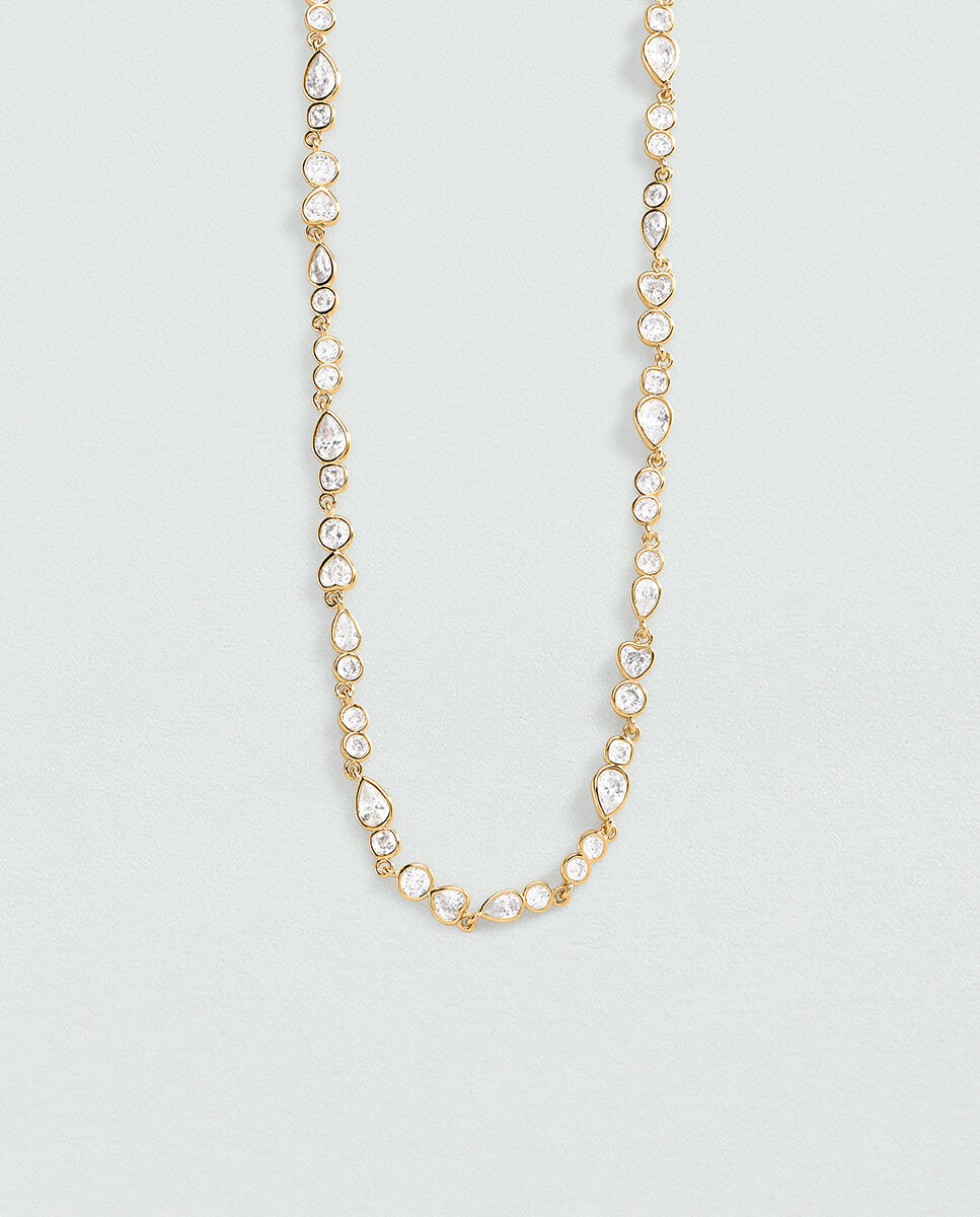 Collar corto acabado en oro de circonitas en diferentes formas - Agatha Paris - Blanco Blanco-2