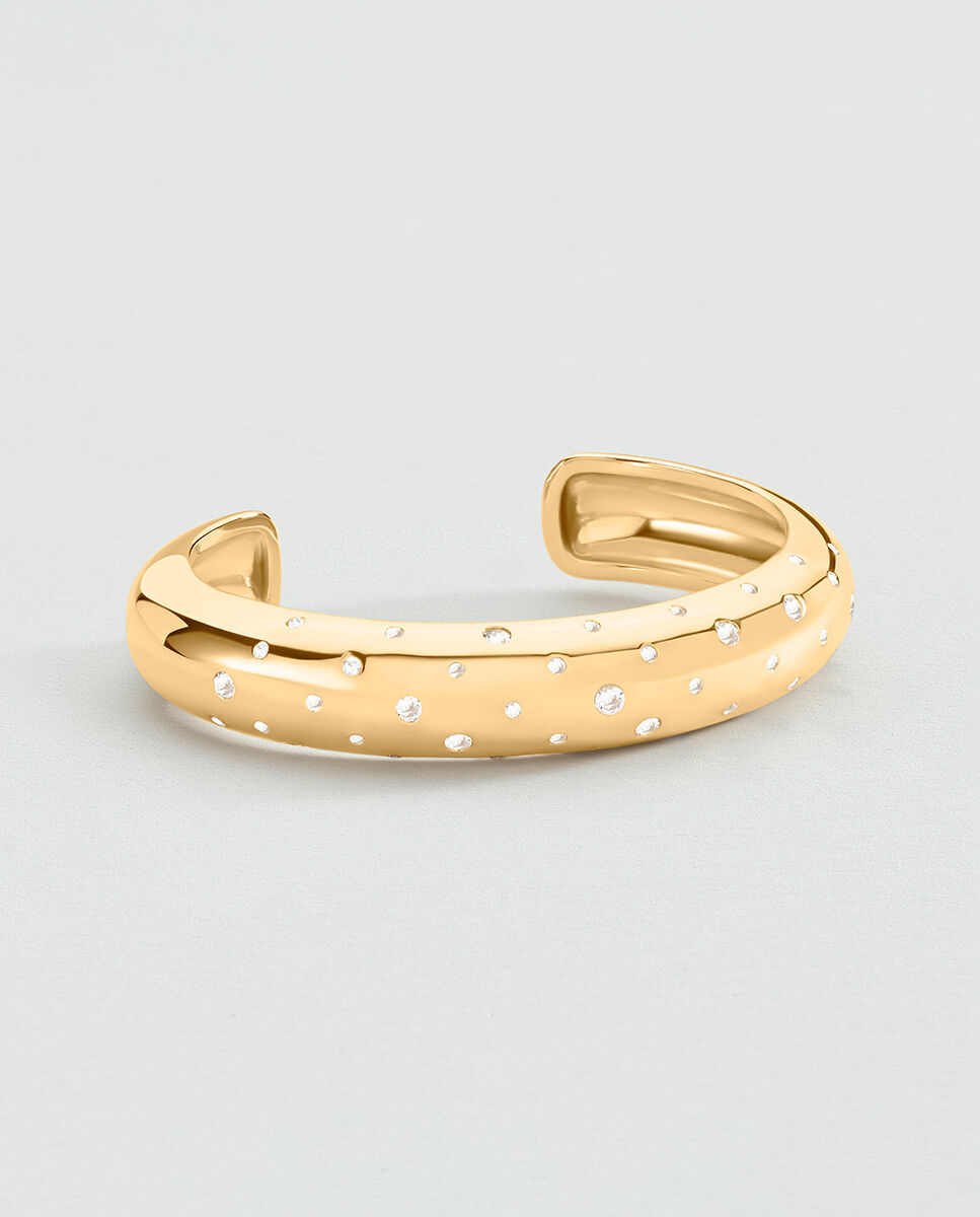 Imagen 0 de Pulsera rígida acabada en oro con circonitas incrustadas Oro