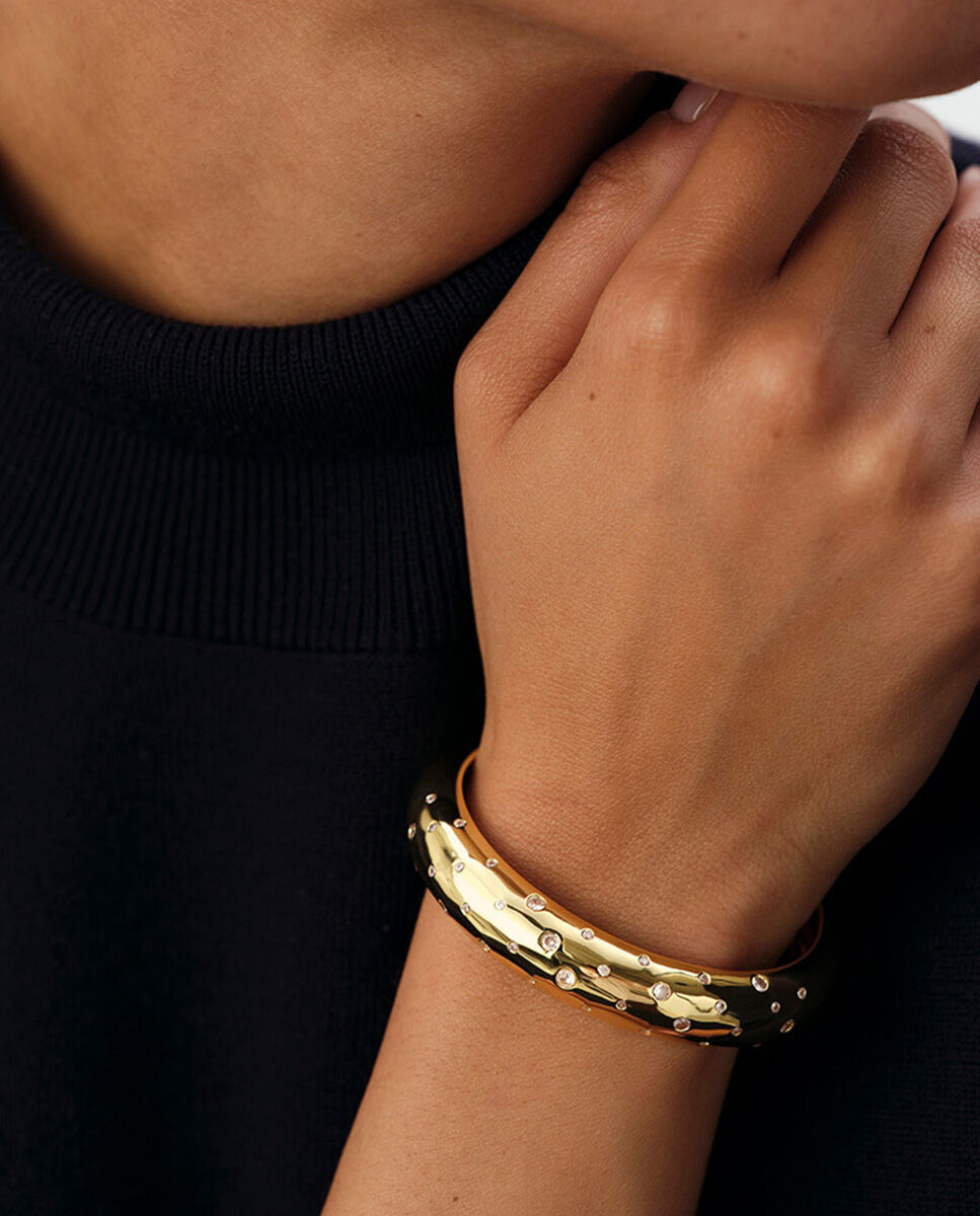 Pulsera rígida acabada en oro con circonitas incrustadas - Agatha Paris - Oro Oro-2