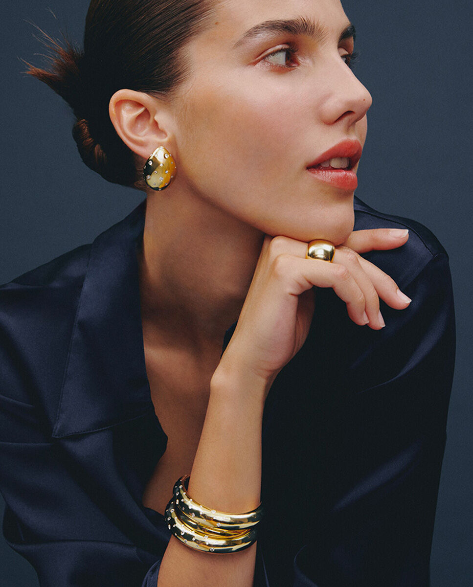 Pulsera rígida acabada en oro con circonitas incrustadas - Agatha Paris - Oro Oro-3