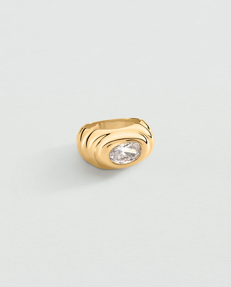Imagen 0 de Anillo acabado en oro con circonita xl Blanco