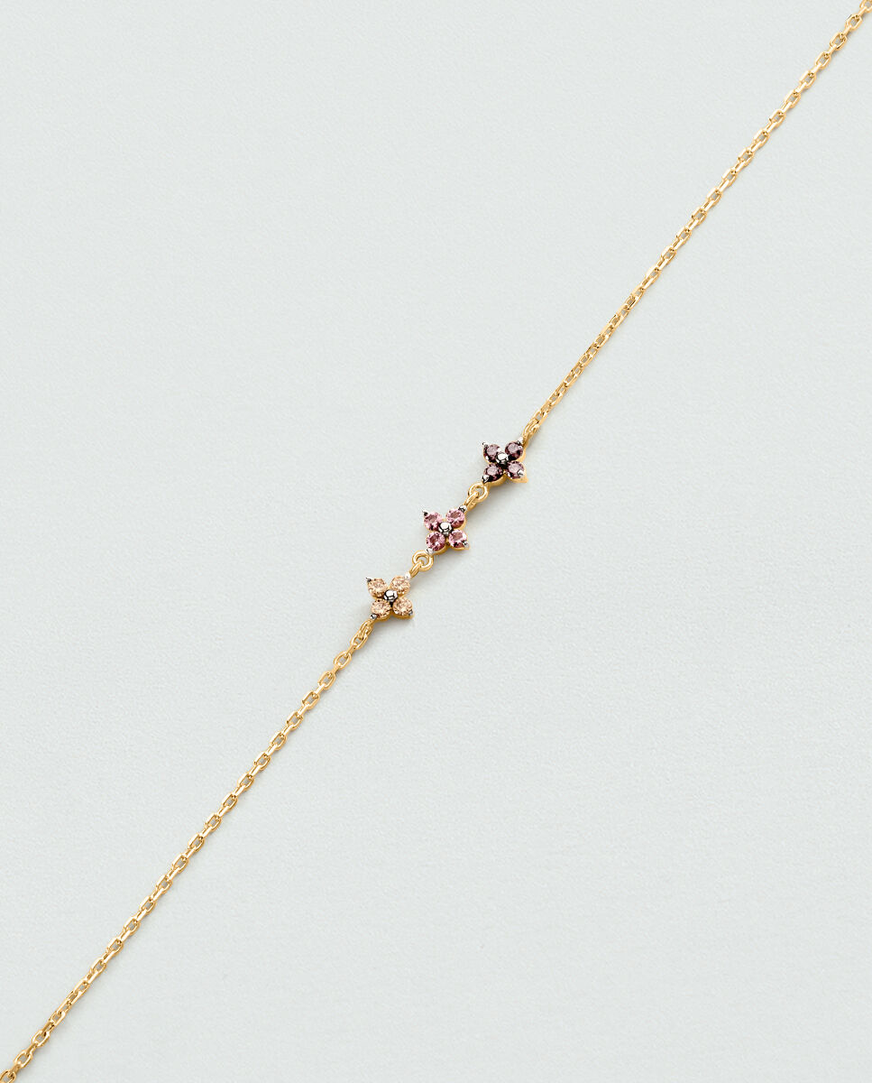 Imagen 2 de Pulsera Beloved de plata de ley con baño de oro y pampillas en forma de flor. - Agatha Paris - Dorado Dorado