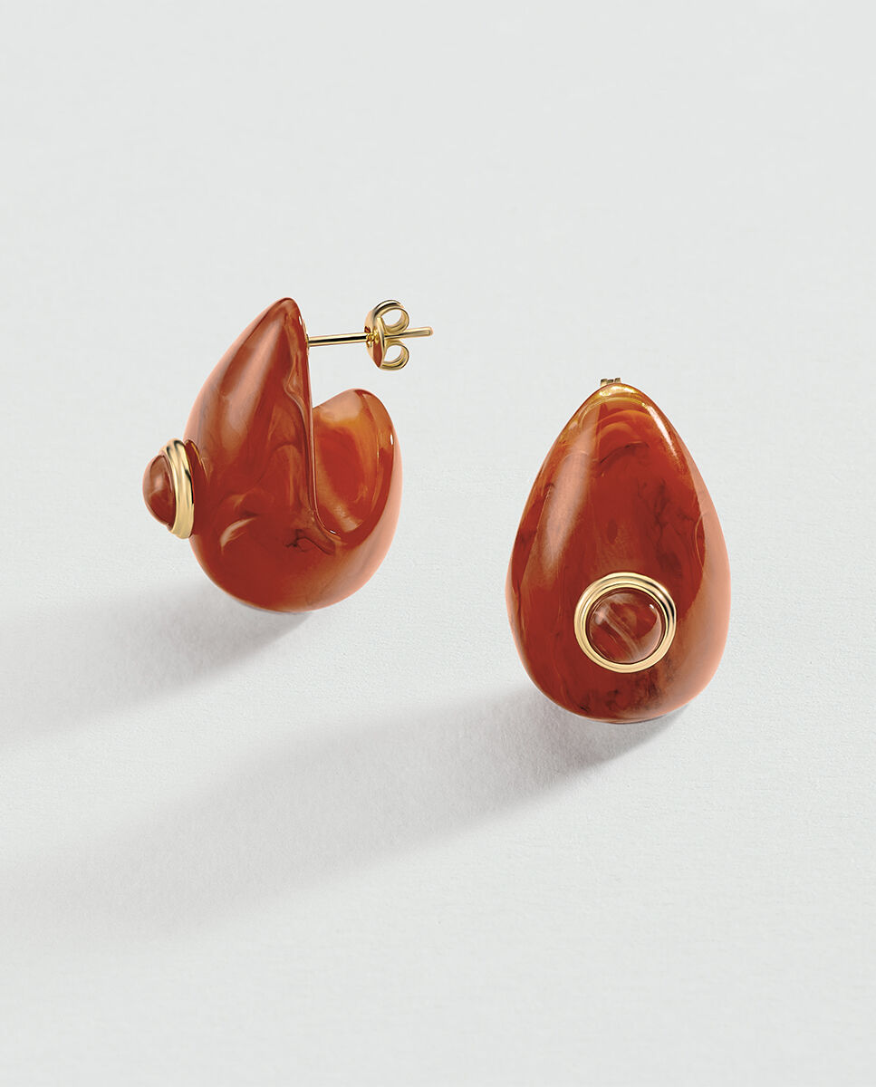 Criollas be de acetato con cabujón en el mismo tono - Agatha Paris - Rojo Rojo-2
