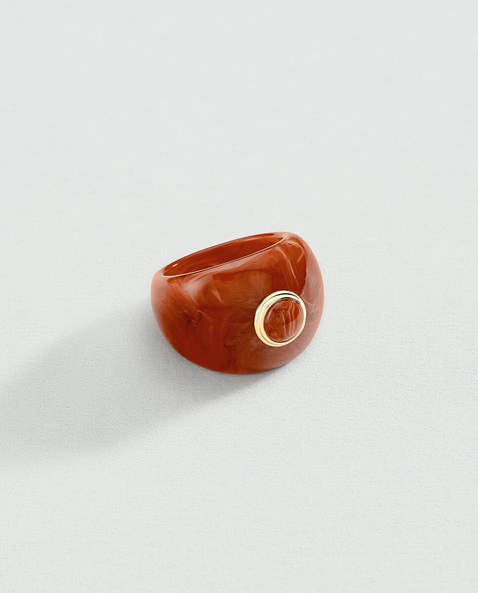 Anillo Be de acetato con cabujón en el mismo tono - Agatha Paris - Rojo Rojo-1