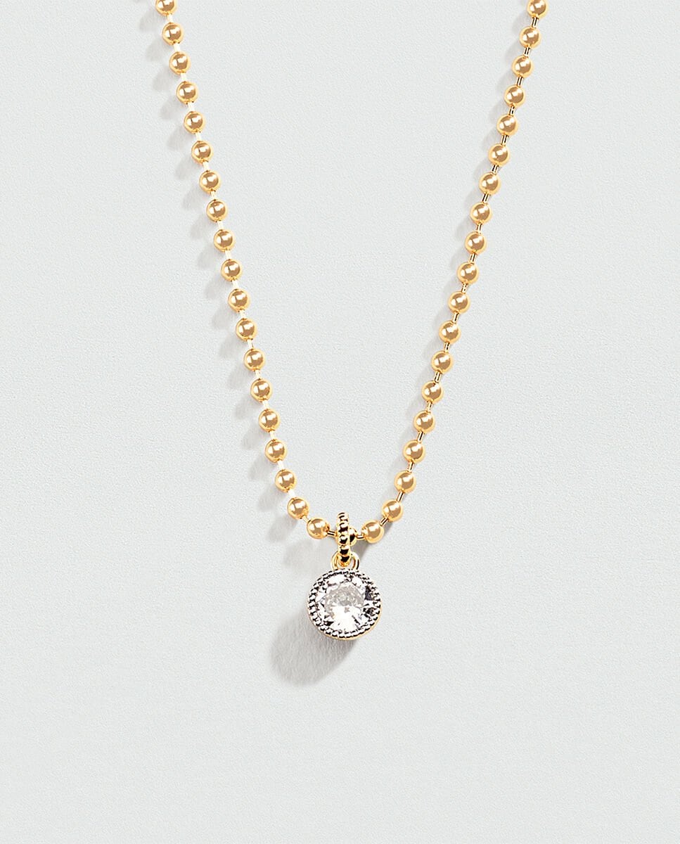 Collar corto Be de acero dorado con circonita XL Blanca-1